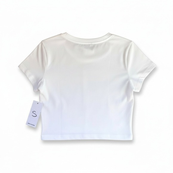 New‎ Small "Ask Lil Wayne" White Graphic Crop Top Baby Tee Y2k - Picture 3 of 3